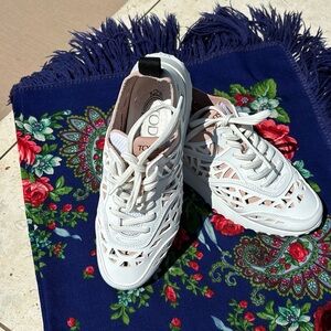 TOD’S White Leather Laser Cut Women’s Sneakers Size 5